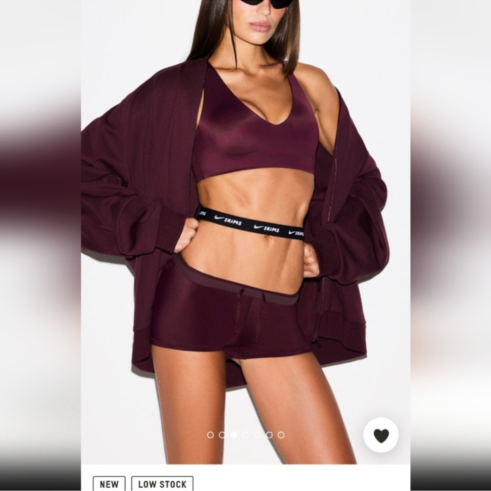 SKIMS xNike NWT Matte Tricot Oversized Track Jacket - Currant - Picture 2 of 5